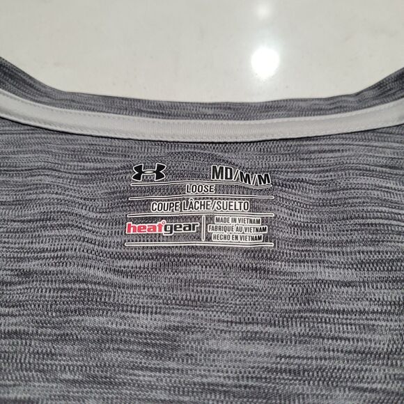 Under Armour UA HeatGear Tiger Twist Tech V-Neck Shirt Gray 1242207 GYM Active M - Picture 6 of 8